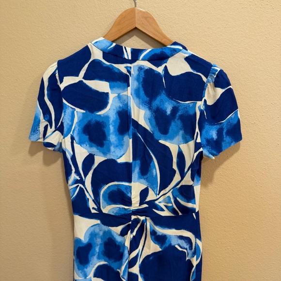 Diane Von Furstenberg DVF Blue White Floral Abstract Button Front Mini Dress S - Picture 6 of 13